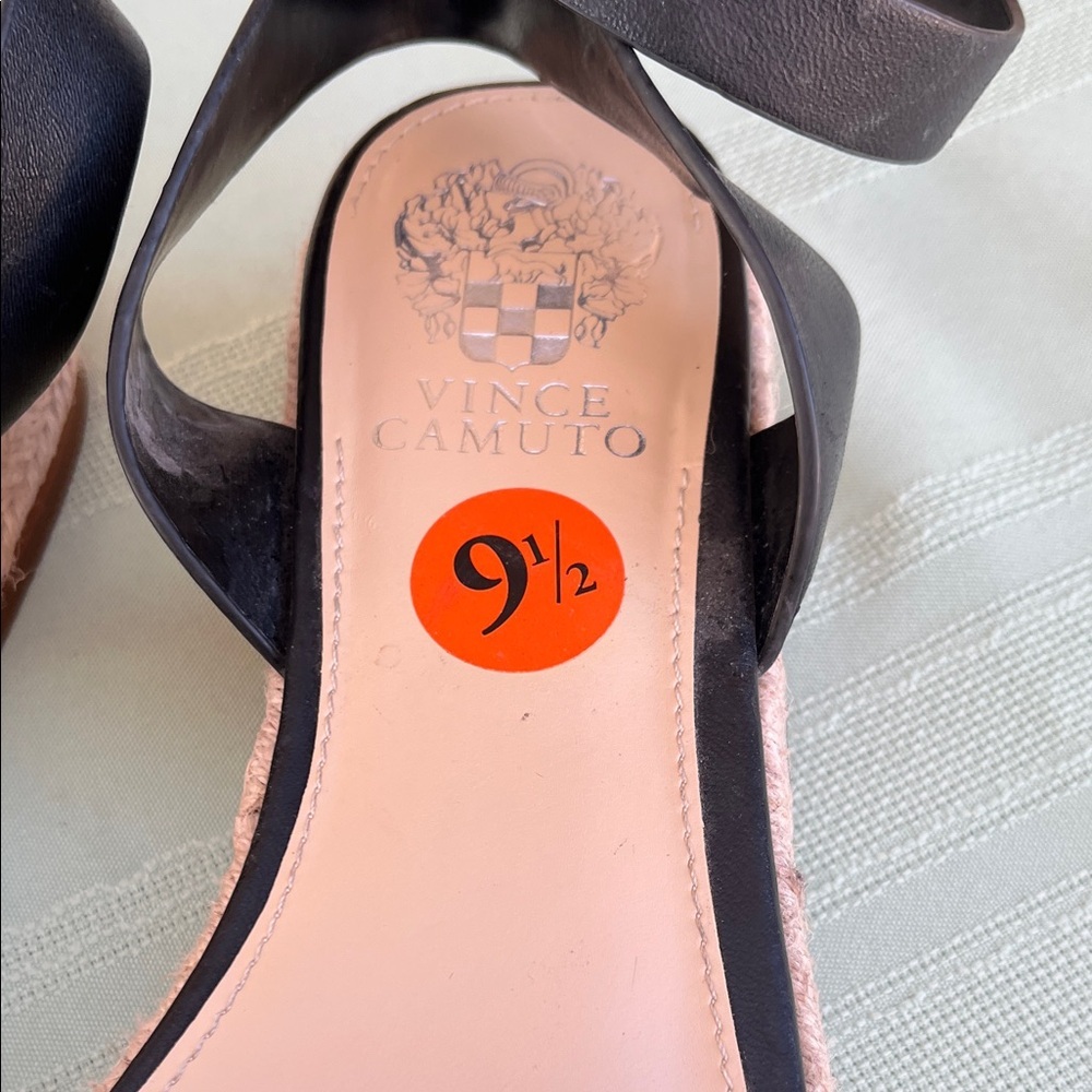 Vince Camuto Black Espadrille Wedge Sandals - Picture 4 of 6